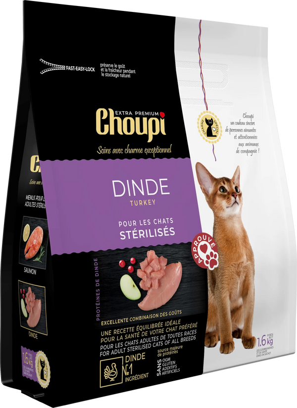 CROQUETTES POUR CHAT STÉRILISÉ À LA DINDE choupi-fr