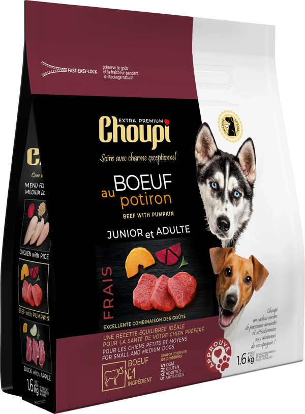 CROQUETTES POUR CHIEN AU BŒUF ET AU POTIRON choupi-fr