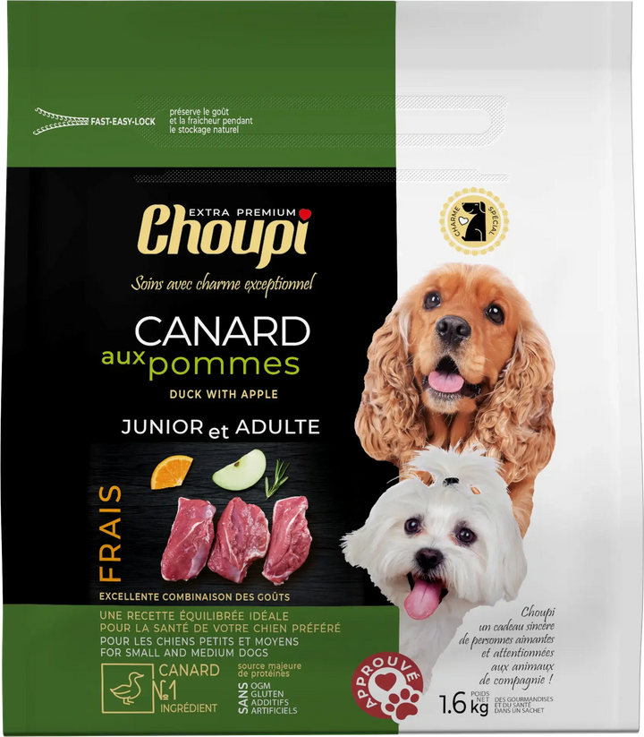 CROQUETTES POUR CHIEN AU CANARD ET AUX POMMES